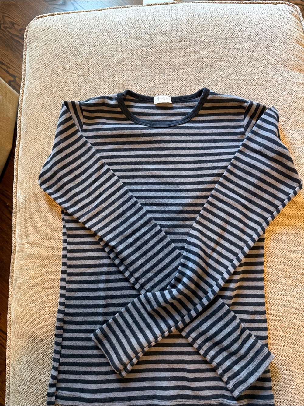 Brandy Melville / John Galt Black and Gray Striped Long Sleeve Tee